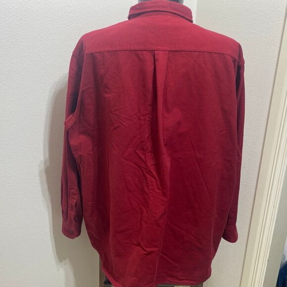 L.L. Bean Dark Red 100% Cotton Chamois Cloth Button Front Men's Shirt Size XXL - Picture 6 of 9